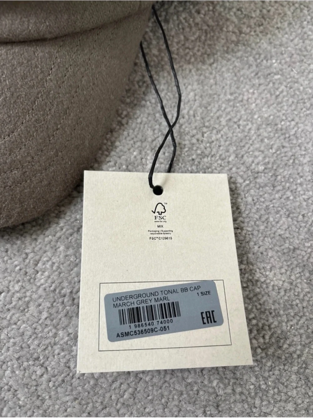 NWT AllSaints Underground Tonal BB Cap in March Grey Marl - Picture 3 of 5